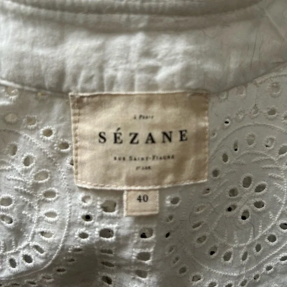 Sezane 100% cotton flutter sleeve blouse - Picture 8 of 9